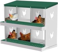 Chicken Nesting Box, 6 Compartment Metal Chicken Nesting Boxes for Chicken Coop, Easy Egg Collection, Easy Cleaning, Chicken Laying Boxes for Hens, Green