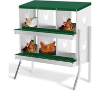 Chicken Nesting Box, 6 Compartment Metal Chicken Nesting Boxes for Chicken Coop, Easy Egg Collection, Easy Cleaning, Chicken Laying Boxes with Bracket Legs for Hens, Green
