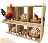 Chicken Nesting Box, 6 Compartment Wooden Nesting Boxes for Chickens with Perches, Floor/Stand/Wall Mount Large Chicken Nesting Boxes for Laying Eggs TK6HC