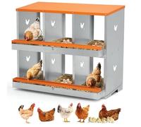 Chicken Nesting Box, 6 Holes Nesting Boxes, Heavy Duty Metal Laying Boxes, Two-Tier Nesting Box Egg Collection for Chicken Coop, Manual Included