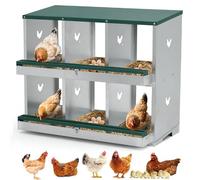 Chicken Nesting Box, 6 Holes Nesting Boxes, Heavy Duty Metal Laying Boxes, Two-Tier Nesting Box Egg Collection for Chicken Coop, Manual Included