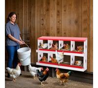 Chicken Nesting Box, 8-Compartment, Heavy Duty/Easy Clean Metal Hen Laying Box with Water Resistnat Sloped Roof, Breathable Bottom Holes & Resting Platform, Warm and Protective for Hens Ducks Poultry