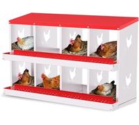 Chicken Nesting Box, 8 Compartment Metal Chicken Nesting Boxes for Chicken Coop, Easy Egg Collection, Easy Cleaning, Chicken Laying Boxes for Hens, Red