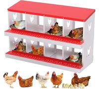 Chicken Nesting Box, 8 Compartments Galvanised Steel Hen Coop, Chicken Laying Box for Hens with Ventilation Holes, Easy Access & Maintenance for Poultry/Indoor-Outdoor Use, 42.52x16.93x26.57 in, Red