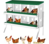 Chicken Nesting Box, 8 Compartments Galvanised Steel Hen Coop with Legs, Chicken Laying Box with Ventilation Holes, Easy Access & Maintenance for Poultry/Indoor-Outdoor Use, 42.52x16.93x35.24 in, Gree
