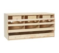 Chicken Nesting Box Brown/Natural Pine 3-Compartment 72x33x38cm Foldable Drawer