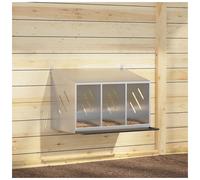 Chicken Nesting Box Galvanized Silver 3-Compartment 80x64x59.5cm Metal HeavyDuty