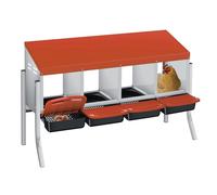 Chicken Nesting Box - Heavy Duty Metal Hen Laying Box with 4 Compartments, Breathable Holes, Resting Platform, Wall Mounted or Floor Rollaway for Easy Cleaning and Egg Collection