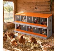 Chicken Nesting Boxes, 10 Hole Metal Chicken Nesting Boxes with Egg Collection Device & Pitched Roof, Galvanized Steel Hen Laying Box with Ventilation Holes, Easy-Clean Surface, for Ducks, Hens