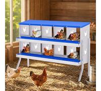 Chicken Nesting Boxes, 10 Hole Metal Chicken Nesting Boxes with Egg Collection Device & Pitched Roof, Galvanized Steel Hen Laying Box with Ventilation Holes, Easy-Clean Surface, for Ducks, Hens