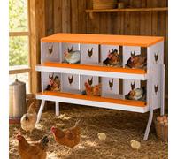 Chicken Nesting Boxes, 10 Hole Metal Chicken Nesting Boxes with Egg Collection Device & Pitched Roof, Galvanized Steel Hen Laying Box with Ventilation Holes, Easy-Clean Surface, for Ducks, Hens