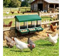 Chicken Nesting Boxes 3-Compartment Roll-Away Chickens Nest Box Metal Wall Mount or Stand Hen Laying Box for Outdoor Chicken Coop and Farm Yard