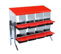 Chicken Nesting Boxes, 6 Compartments Chicken Laying Boxes, Roll Away Egg Collection, Metal Poultry Nest Box with Perch and Lid Cover, Wall Mount or Free Standing Egg Laying Boxes for Hens, Chicken