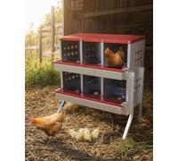 Chicken Nesting Boxes, 6 Compartments Metal Chicken Laying Boxes with Automatic Egg Collection, Legs, Easy to Clean, Galvanized Steel Hen Laying Box with Side Ventilation Holes for Ducks, Hens