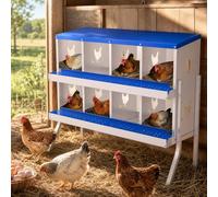 Chicken Nesting Boxes, 8 Hole Metal Chicken Nesting Boxes with Egg Collection Device & Pitched Roof, Galvanized Steel Hen Laying Box with Ventilation Holes, Easy-Clean Surface, for Ducks, Hens