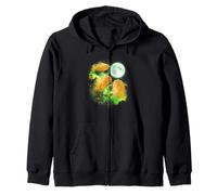 Chicken nugget howling at the moon green tie dye 3 nuggets Zip Hoodie