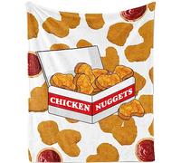 Chicken Nuggets Blanket for Kids, Funny Chicken Nuggets Pattern Blanket for Boys Girls, Soft Cozy Fried Chicken Nuggets Food Blankets Gifts for Chicken Nuggets Lovers Couch Sofa Bed, 100x130cm
