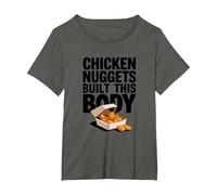 Chicken Nuggets Built This Body - Funny Chicken Nugget T-Shirt, Women's Plus, Asphalt Grey, 3X
