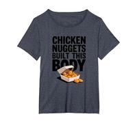 Chicken Nuggets Built This Body - Funny Chicken Nugget T-Shirt, Women's Plus, Heather Blue, 4X