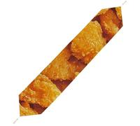 Chicken Nuggets Cute Table Runner with Tassels Soft Plush Table Cloth for Party Home Decoration