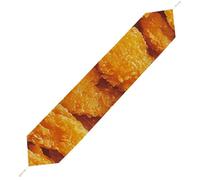 Chicken Nuggets Cute Table Runner with Tassels Soft Plush Table Cloth for Party Home Decoration