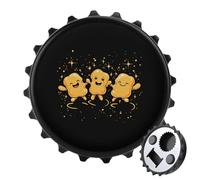 Chicken Nuggets Happy Dance 2 in 1 Magnetic Beer Bottle Opener Fridge Magnets Easy Storage Gift for Men Women Black-Style