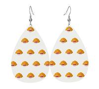 Chicken Nuggets Pattern Leather Earrings For Women Faux Leathe Water Drop Earrings Vintage Lightweight Dangle Earrings Jewelry For Women