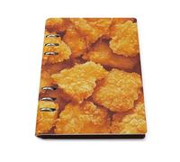 Chicken Nuggets Printed Notebook Binder A5 6 Metal Ring Slim Foldable Reusable Notepad Daily Work