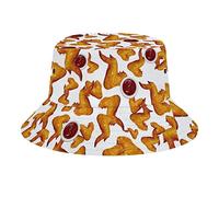 Chicken Nuggets Wings Bucket Hat for Women Funny Realistic Food Fisherman Cap Novelty Sun Hat for Men Breathable Packable for Teens Summer Outdoor Beach, Multi-color