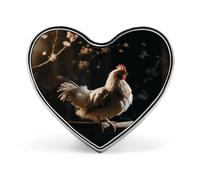 Chicken on A Branch Heart Love Lapel Pin Cute Cool Fun Button Lapel Metal Heart Brooch Badge Shirt Brooch Pins for Men Women Personalized Crafts & Gift