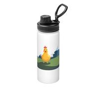 Chicken On The Hill 18oz Bulk Insulated Water Bottle, Stainless Steel with Lid for Adults. Ideal for Everyday Use and Outdoor Activities