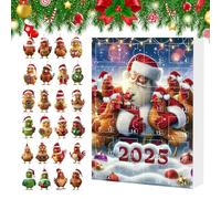 Chicken Ornaments for Christmas Tree - 24 Days of Holiday Countdown Calendar Chicken Ornaments - 2D Acrylic Cute Chick Pendants, Animal Charm for Christmas Tree Car Rearview Mirror Home Party Wall Doo