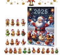 Chicken Ornaments for Christmas Tree, Holiday 2D Acrylic Chick Pendant, 2025 24-Day Countdown Calendar, Animal Charm Pendant for Christmas Tree Car Rearview Mirror Home Party Wall Door Window Decor Ki