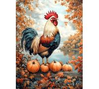 Chicken Paint by Numbers for Adults, Autumn Painting by Numbers DIY Color Oil Painting Hobbies for Adults Women with Acrylic Paint Brush Set for Room Decor, Wall Art, Gifts 60x80cm -zjn25073T51