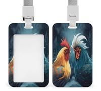 Chicken Pattern Badge Holders Retractable ID Badge Holder with Lanyard Heavy Duty Badges Reel Card Protector Detachable ID Card Holder for Nurse Teacher Staff Officer