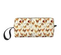 Chicken Pattern Print Foam Padded Cosmetic Case Simple Organizer Pouch Lightweight Travel Bag for Space Saving