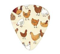 Chicken Pattern Print Guitar Picks,12 Pack Guitar Plectrums Thin, For Bass Electric Acoustic Guitars Ukulele