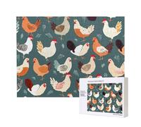 Chicken Pattern Print Jigsaw Puzzle 500 Piece for Adults, Colourful Jigsaw Puzzles for Home Decoration Gifts Family Puzzle Perfect for Game Nights