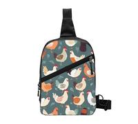 Chicken Pattern Printed Sling Bag Gym Bags for Men Women, Foldable Sports Shoulder Chest Bag for Running Hiking Cycling Travel Work