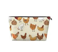 Chicken Pattern Vagilo Leather Toiletry Bag - Stylish & Durable Toiletry Kit for Travelers, Cosmetic Organizer, Makeup Bag, Carry-On, Portable Organizer, Zippered Pouch