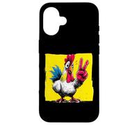 Chicken Peace Sign Retro Pop Farm Animal Graphic Rooster Case for iPhone 16