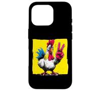 Chicken Peace Sign Retro Pop Farm Animal Graphic Rooster Case for iPhone 16 Pro