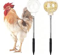 Chicken Peck Toy,Chick Slow Feeder Ball & Enrichment Toy,Chicken Swing Feeder with Spring and Ground Stake,Interactive Boredom Busting ChickenCoop Accessories,for Hens Poultry Duck Birds Parrots