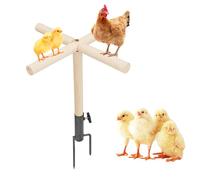 Chicken Perch Toy for Coop, Wooden Chick Perch Stand with Metal Ground Plug, Chicken Coop Backyard Poultry Accessories, Suitable for Poultry Rooster Chicks Large Bird Parrot