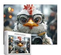 Chicken Photojournalist 1000 Piece Jigsaw Puzzles for Adults Battlefield Background Art Jigsaw Puzzle Challenging Family Activity Games Colorful DIY Craft Puzzle for Home Decor Gifts 27×20 Inches