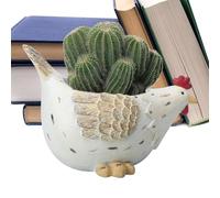 Chicken Planter - Resin Chicken Flower Pot with Drainage Hole | Decorative Farmhouse Style Container for Indoor Outdoor Table Balcony by