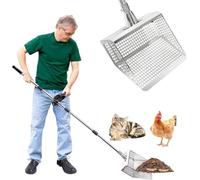 Chicken Poop Scooper 9.7 Inch Stainless Steel - Heavy Duty Litter Scoop with Ergonomic Grip Handle for Chicken Coop Cleaning &Pet Cat Litter,Cat Litter Scoop Sifting Shovel Accessories