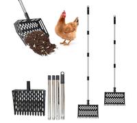Chicken Poop Scooper | Adjustable Length Shovel for Sifting Sand, Chicken Poop Rake | for Pony, Hamster, Goats, Rabbit, Dogs, Cats, Duck, Backyard, Farm, Barn