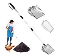 Chicken Poop Scooper,Chicken Coop Scoop,6 Inch Stretchable Long Handle Cat Litter Scoop,Detachable Metal Coop Scoops with Stainless Steel Handle for Cleaning Tools Multifunctional Manure Scoops