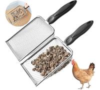 Chicken Poop Scooper for Coop - 2 Pack Chicken Coop Poop Scoop Shovel with 3.8mm & 5mm Mesh, Metal Chicken Coop Rake and Scoop Tool ,Sifting Rake for Chicken Litter, Sand, Poop | Chicken Supplies